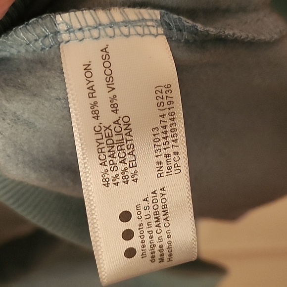 Three Dots Light Blue Quarter-Zip Pullover - Picture 6 of 9